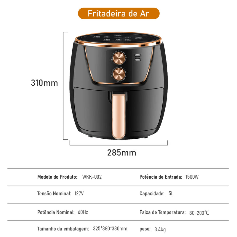 Fritadeira Elétrica Air Fryer Forno Elétrico 127 Volts 1500 Watts Frete Grátis - Presente Brasil 220V