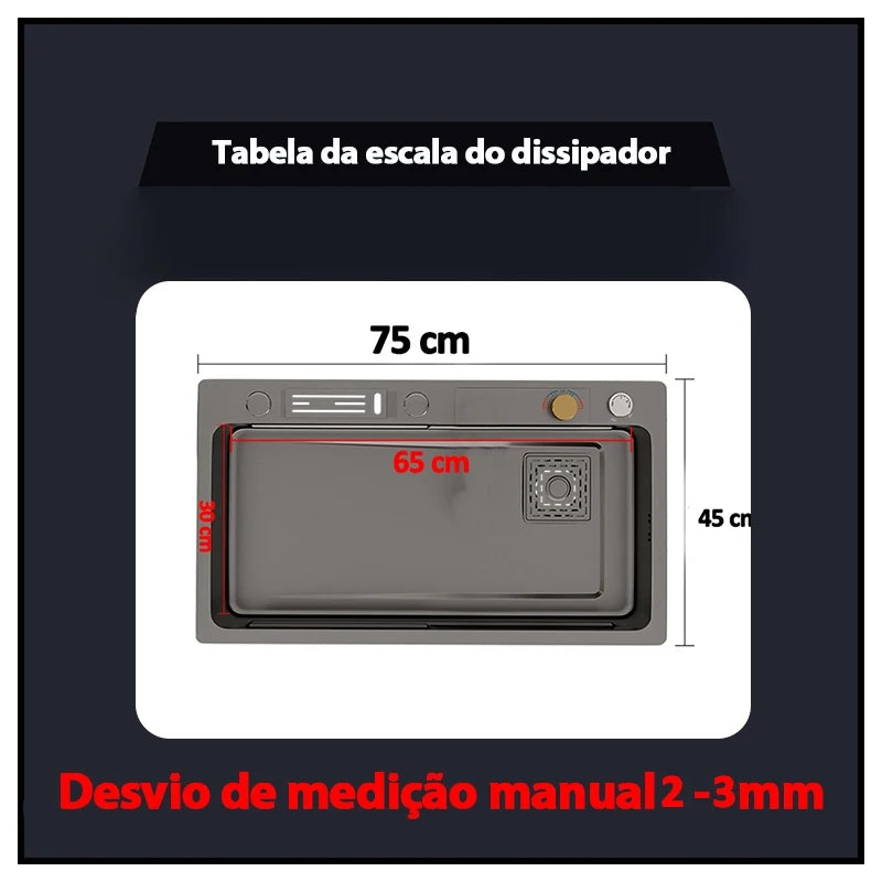 Pia de Cozinha Cachoeira em Aço Inox: Funcionalidade e Sofisticação para sua Cozinha com Torneira de Controle de Temperatura!