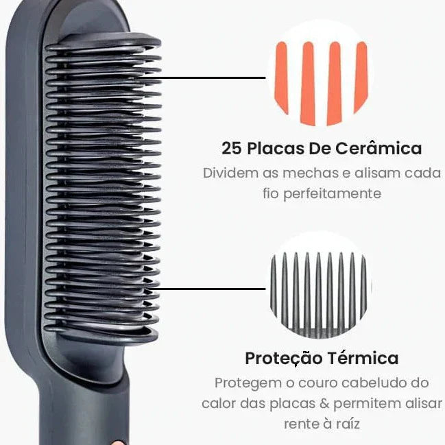 Escova Calmante Bivolt 5 em 1-Alisa, Hidratar, Modelar, Ale e Anti-Frizz